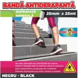 Banda Antialunecare Autoadeziva, Negru, rola 2.5cm x 25m