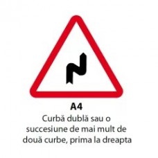 Curba dubla sau o succesiune de mai mult de doua curbe, prima la dreapta, Indicator rutier | Semn de circulatie
