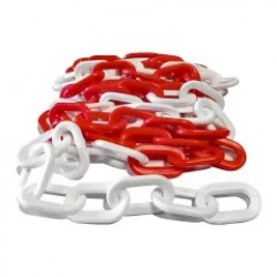 Lant Plastic 8mm, Alb Rosu, 25m