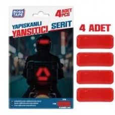 SET 4 Benzi reflectorizante cu adeziv siliconic, ROSU, 3cm x 8cm